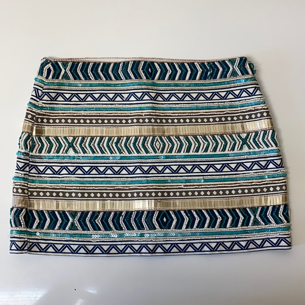 Aztec Beaded Mini Skirt